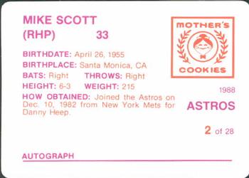 1988 Mother's Cookies Houston Astros #2 Mike Scott Back