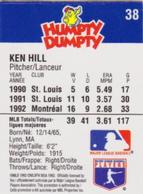 1993 Humpty Dumpty Canadian #38a Ken Hill Back