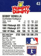 1993 Humpty Dumpty Canadian #43 Bobby Bonilla Back