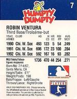 1993 Humpty Dumpty Canadian #7 Robin Ventura Back
