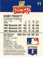 1993 Humpty Dumpty Canadian #11 Kirby Puckett Back