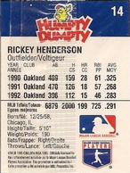 1993 Humpty Dumpty Canadian #14 Rickey Henderson Back