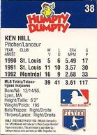 1993 Humpty Dumpty Canadian #38b Ken Hill Back
