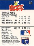 1993 Humpty Dumpty Canadian #39 Moises Alou Back