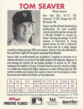 1992 Kellogg's Frosted Flakes All Stars #NNO Tom Seaver Back