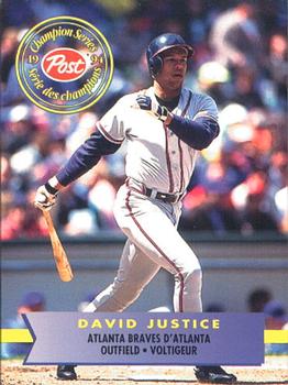 1994 Post Canada Champion Series #17 David Justice Front