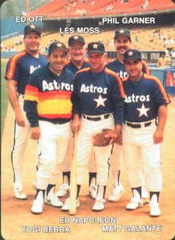 1989 Mother's Cookies Houston Astros #27 Astros Coaches (Ed Ott / Les Moss / Phil Garner / Yogi Berra / Ed Napoleon / Matt Galante) Front