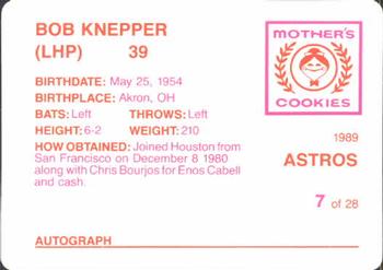 1989 Mother's Cookies Houston Astros #7 Bob Knepper Back