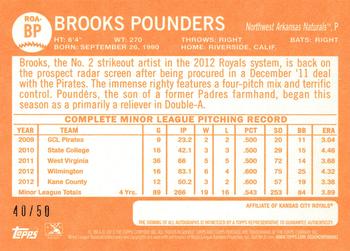 2013 Topps Heritage Minor League - Real One Autographs Black #ROA-BP Brooks Pounders Back