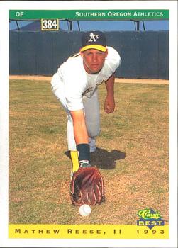 1993 Classic Best Southern Oregon A's #21 Mathew Reese Front