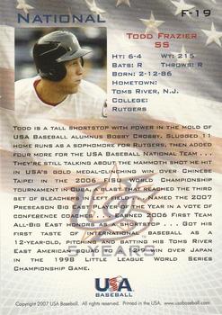 2006-07 USA Baseball Box Set  - Foil #F-19 Todd Frazier Back
