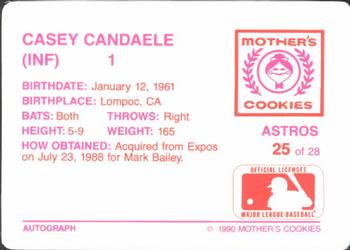1990 Mother's Cookies Houston Astros #25 Casey Candaele Back