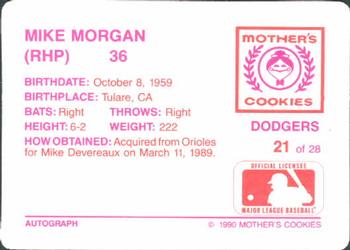 1990 Mother's Cookies Los Angeles Dodgers #21 Mike Morgan Back