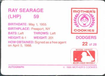 1990 Mother's Cookies Los Angeles Dodgers #22 Ray Searage Back