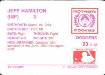 1990 Mother's Cookies Los Angeles Dodgers #23 Jeff Hamilton Back
