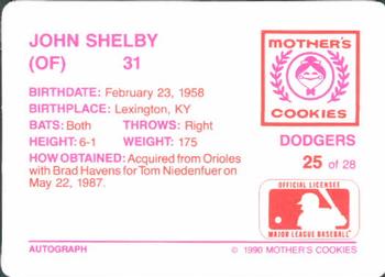 1990 Mother's Cookies Los Angeles Dodgers #25 John Shelby Back