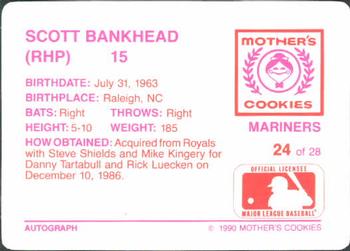 1990 Mother's Cookies Seattle Mariners #24 Scott Bankhead Back