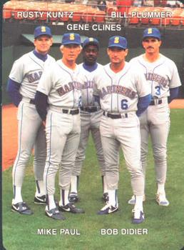 1990 Mother's Cookies Seattle Mariners #27 Mariners Coaches (Rusty Kuntz / Gene Clines / Bill Plummer / Mike Paul / Bob Didier) Front