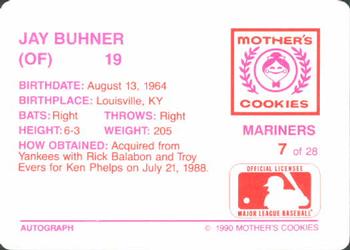 1990 Mother's Cookies Seattle Mariners #7 Jay Buhner Back
