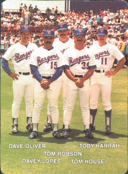 1990 Mother's Cookies Texas Rangers #27 Rangers Coaches (Dave Oliver / Davey Lopes / Tom Robson / Tom House / Toby Harrah) Front