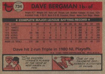 1981 Topps Traded #734 Dave Bergman Back