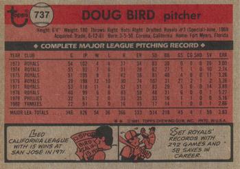 1981 Topps Traded #737 Doug Bird Back