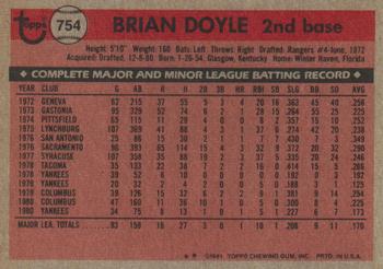 1981 Topps Traded #754 Brian Doyle Back