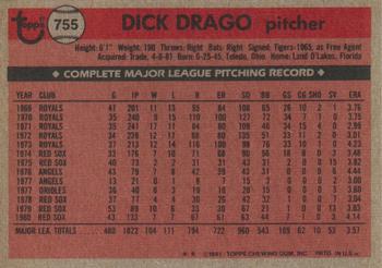 1981 Topps Traded #755 Dick Drago Back