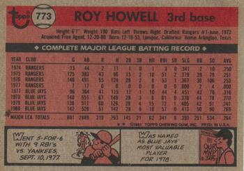 1981 Topps Traded #773 Roy Howell Back