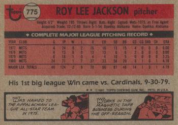 1981 Topps Traded #775 Roy Lee Jackson Back