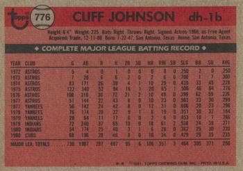 1981 Topps Traded #776 Cliff Johnson Back