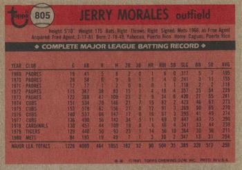 1981 Topps Traded #805 Jerry Morales Back