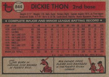 1981 Topps Traded #844 Dickie Thon Back