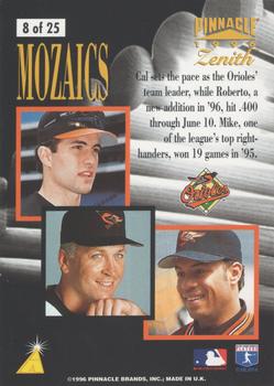 1996 Zenith - Mozaics #8 Mike Mussina / Cal Ripken Jr. / Roberto Alomar Back