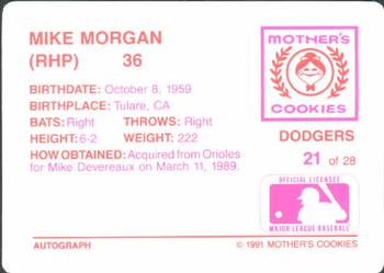 1991 Mother's Cookies Los Angeles Dodgers #21 Mike Morgan Back