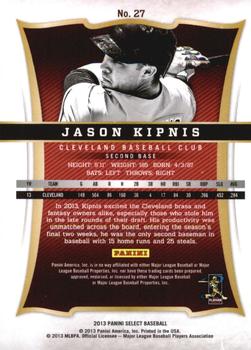 2013 Panini Select #27 Jason Kipnis Back