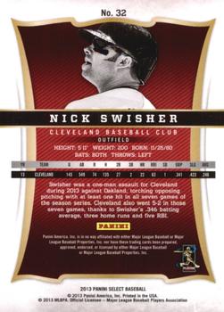 2013 Panini Select #32 Nick Swisher Back