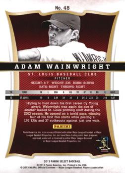 2013 Panini Select #48 Adam Wainwright Back