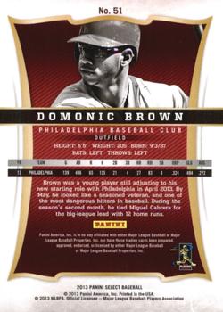 2013 Panini Select #51 Domonic Brown Back