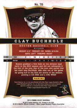2013 Panini Select #78 Clay Buchholz Back