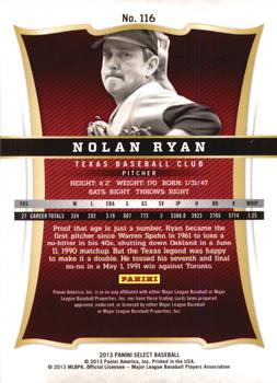 2013 Panini Select #116 Nolan Ryan Back