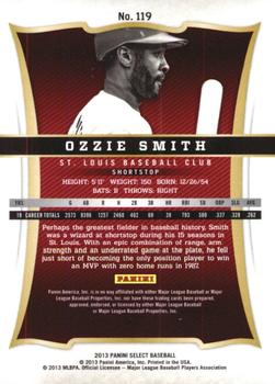 2013 Panini Select #119 Ozzie Smith Back