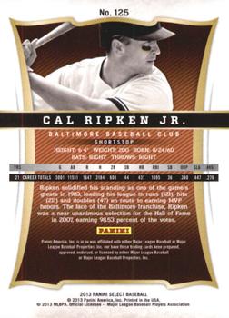 2013 Panini Select #125 Cal Ripken Jr. Back