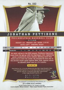 2013 Panini Select #182 Jonathan Pettibone Back