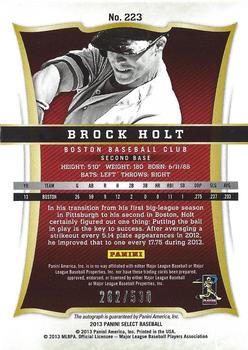 2013 Panini Select #223 Brock Holt Back
