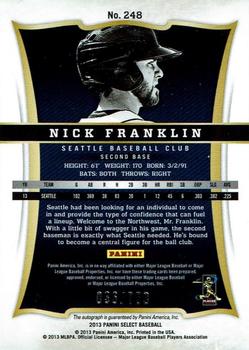 2013 Panini Select #248 Nick Franklin Back