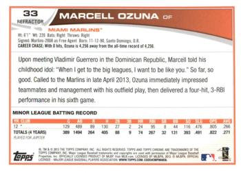 2013 Topps Chrome - Orange Refractors #33 Marcell Ozuna Back