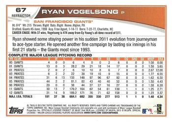 2013 Topps Chrome - Orange Refractors #67 Ryan Vogelsong Back