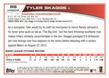 2013 Topps Chrome - Orange Refractors #88 Tyler Skaggs Back