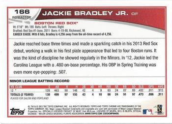 2013 Topps Chrome - Orange Refractors #166 Jackie Bradley Jr. Back